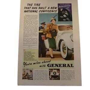 Vintage 1939 General Tire National Confidence Ad Advertisement